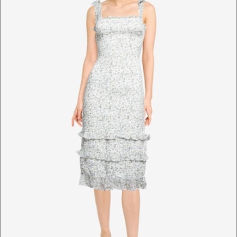 Abercrombie green tiered smocked dress